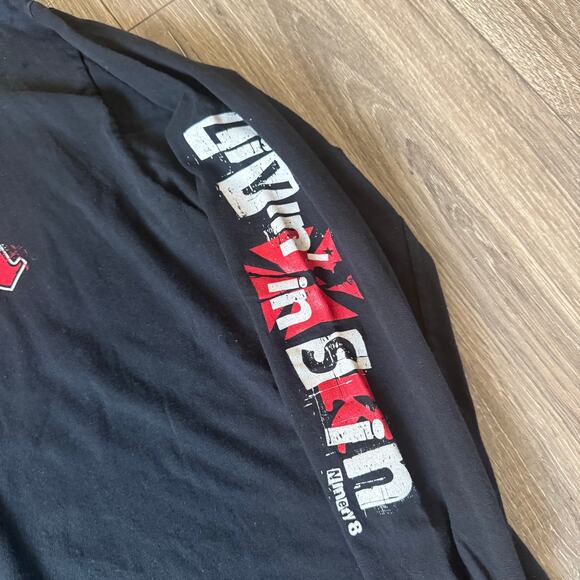 VTG 90s Skin Industries Spell Out Promo Grunge Long Sleeve Tee Shirt Sz M Y2K - Picture 2 of 9